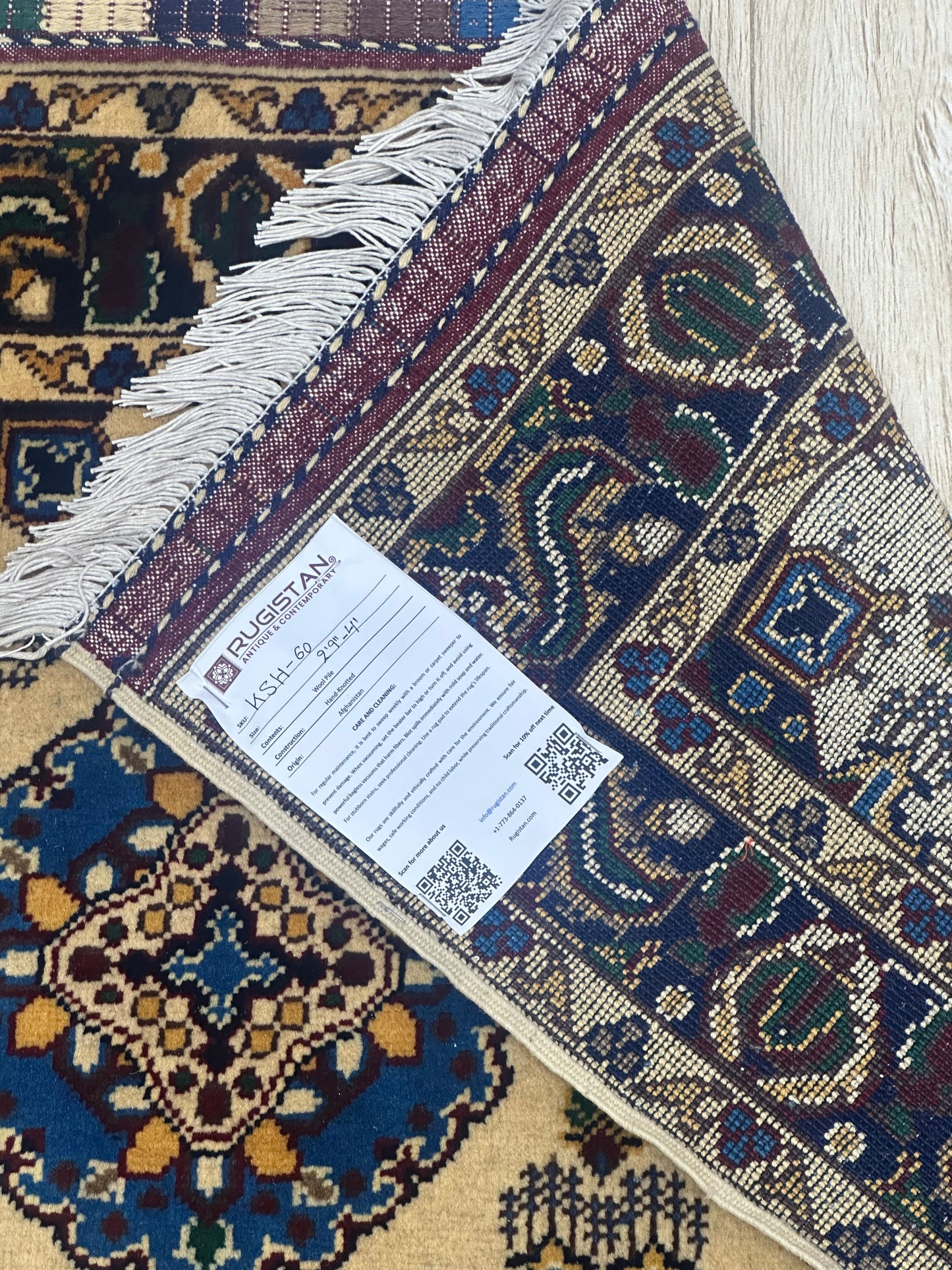 Hand-Knotted Afghani Kashi Wool Rug – 2’9″ x 4’4″ - Tampa Home & Garden Store