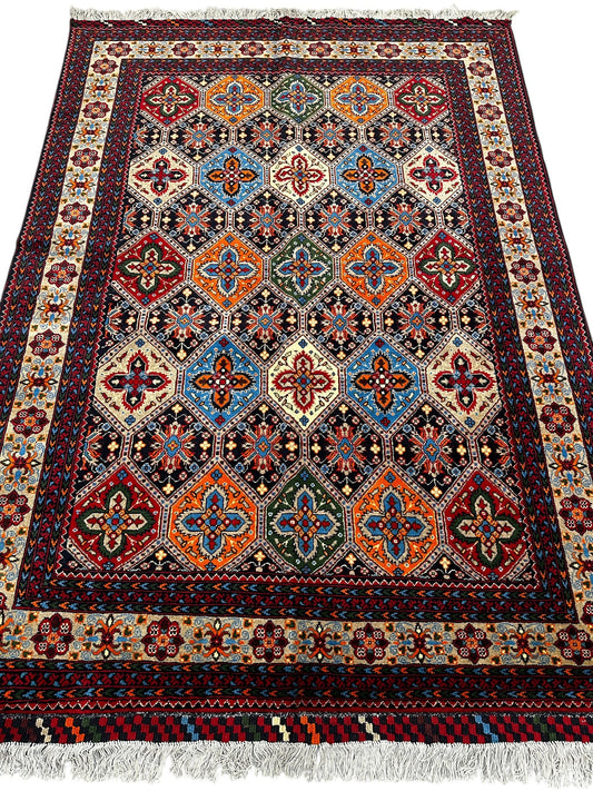 Hand-Knotted Afghani Kashi Wool Rug – 4’9″ x 6’10″ - Tampa Home & Garden Store