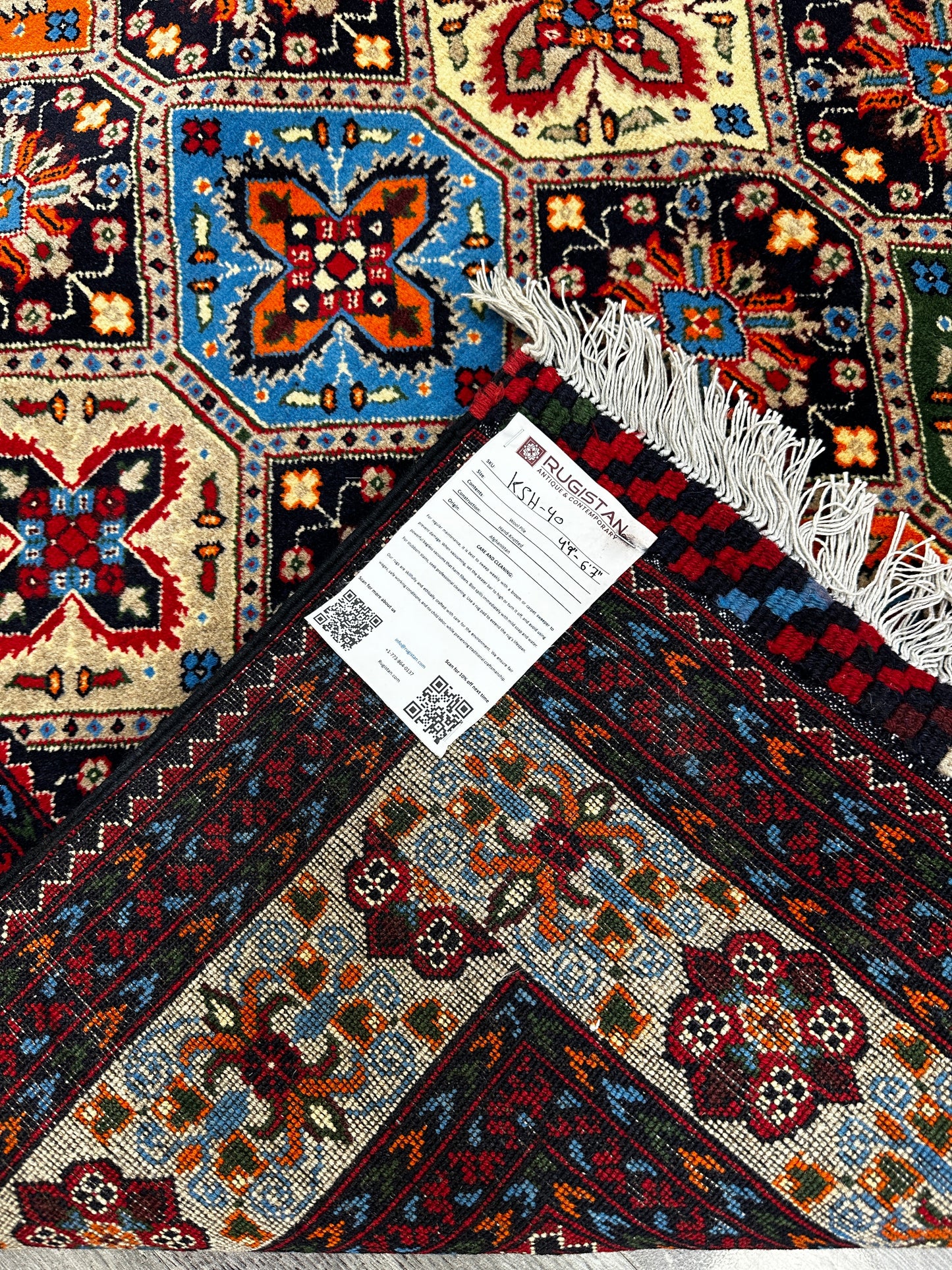 Hand-Knotted Afghani Kashi Wool Rug – 4’9″ x 6’10″ - Tampa Home & Garden Store