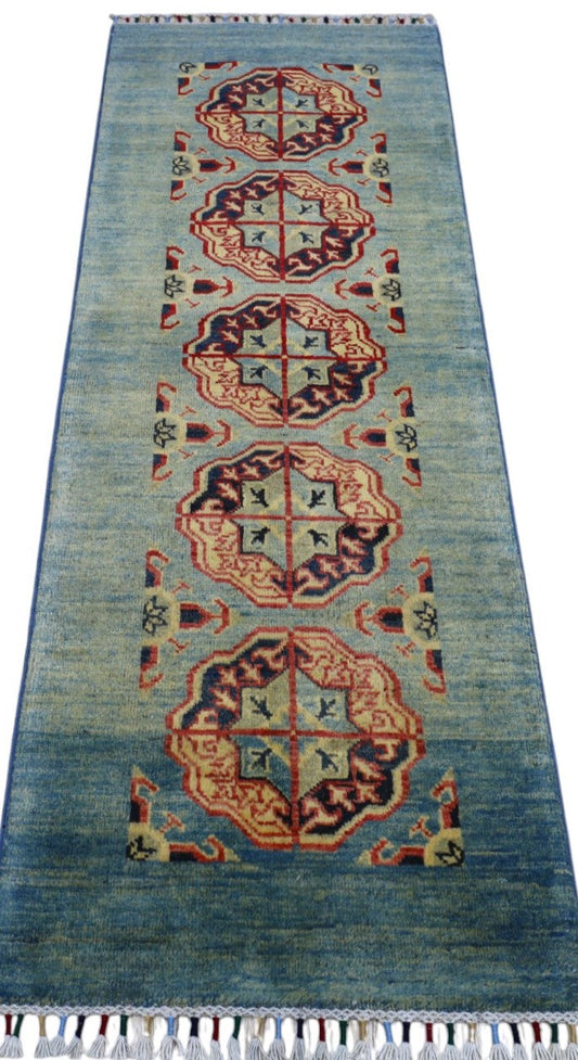 Hand-Knotted Afghani Kazak Wool Rug – 2’1″ x 5’7″ - Tampa Home & Garden Store