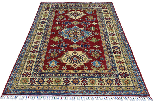 Hand-Knotted Afghani Kazak Wool Rug – 4’9″ x 6’8″ - Tampa Home & Garden Store