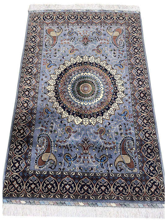 Hand Knotted Parak Rug gray Afghan wool 40x60 with medallion Rugistan on Tampa Home & Garden Store