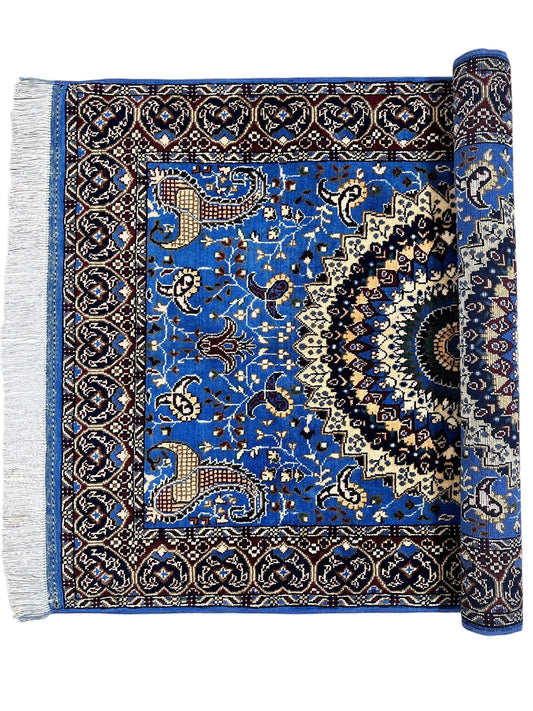 Rug Hand Knotted Parak Sky Blue Afghan Wool rug by Rugistan, 40x60, ornate border on Tampa Home & Garden Store
