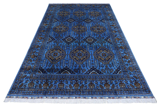 Hand-Knotted Zerkhaki Afghan Wool Area Rug – 6'6" x 10' | Elegant Blue Tones, Handmade Quality - Tampa Home & Garden Store
