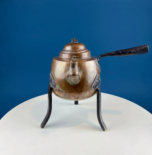 Hand-pounded tin copper Turkish coffee pot with lid knob for camping on Tampa Home & Garden Store