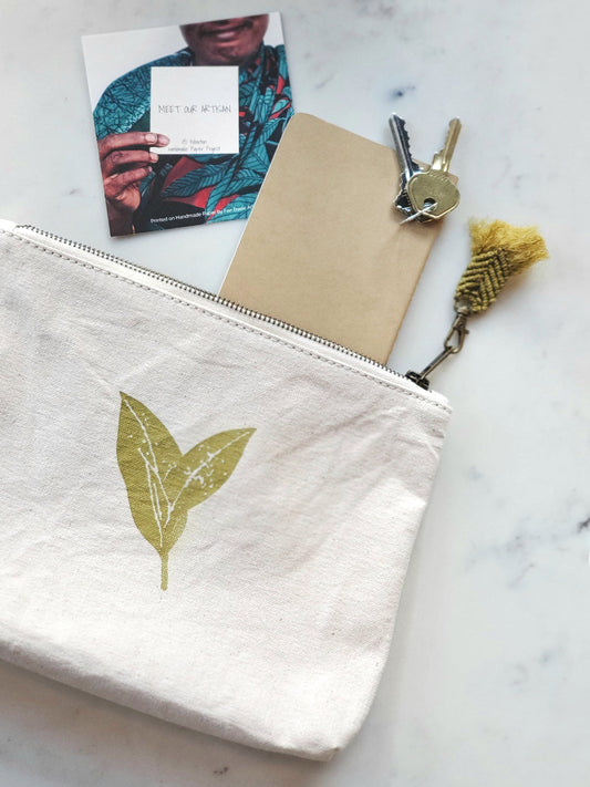Hand Screen Printed Cotton Canvas Pouch - Nature - Tampa Home & Garden Store