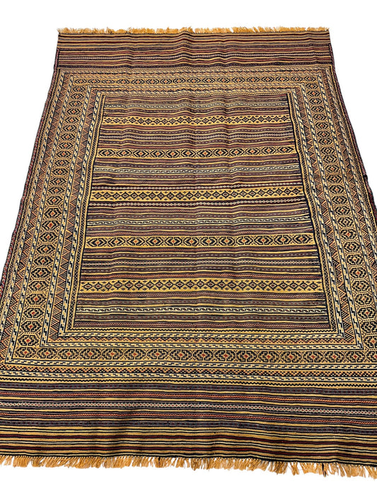 Hand-Woven Afghani Maliki Wool Kilim Rug - 4'5" x 6' - Tampa Home & Garden Store