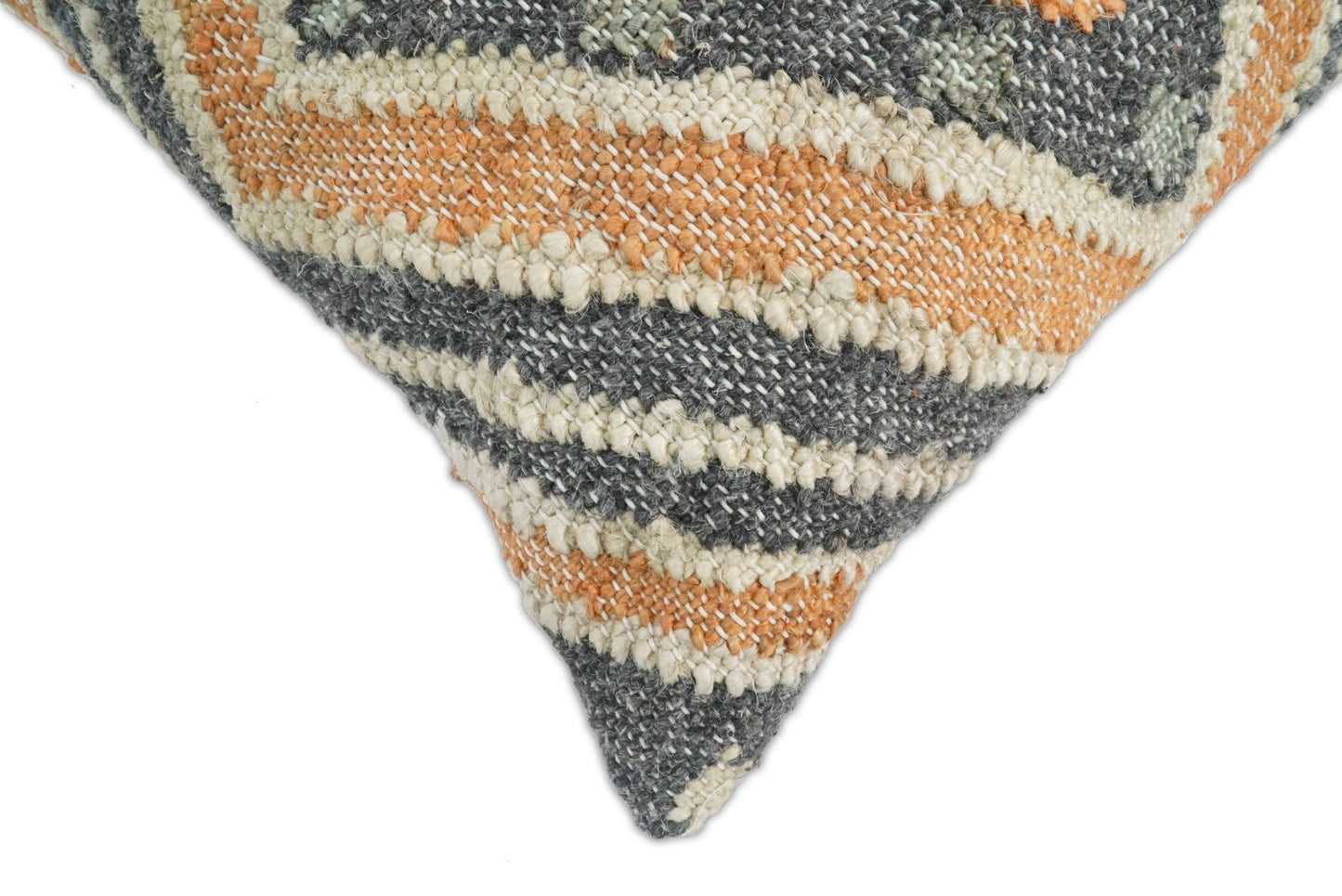 Hand Woven Boho Rust and Charcoal Jute and Wool Tribal Accent Pillow, Cushion | PL11 - Tampa Home & Garden Store