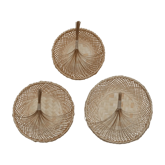 Hand-Woven Seagrass Storage Baskets set of 3 natural beige round lattice organizers on Tampa Home & Garden Store