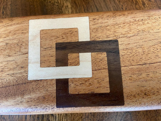 Handcrafted keepsake box with geometric wood inlays in light, medium, and dark brown tones on Tampa Home & Garden Store