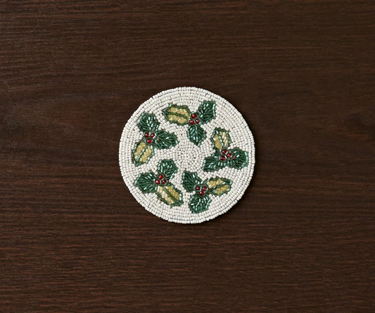 Handmade Beaded Holiday Coaster – Christmas Table Decor by Payton James - Tampa Home & Garden Store