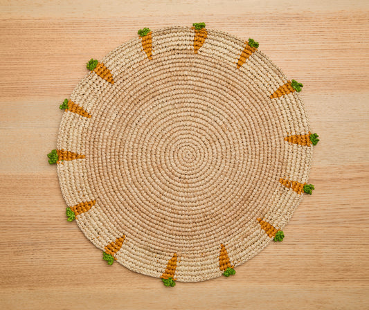 Handwoven Carrot Round Raffia Placemat – Artisan Table Décor - Tampa Home & Garden Store