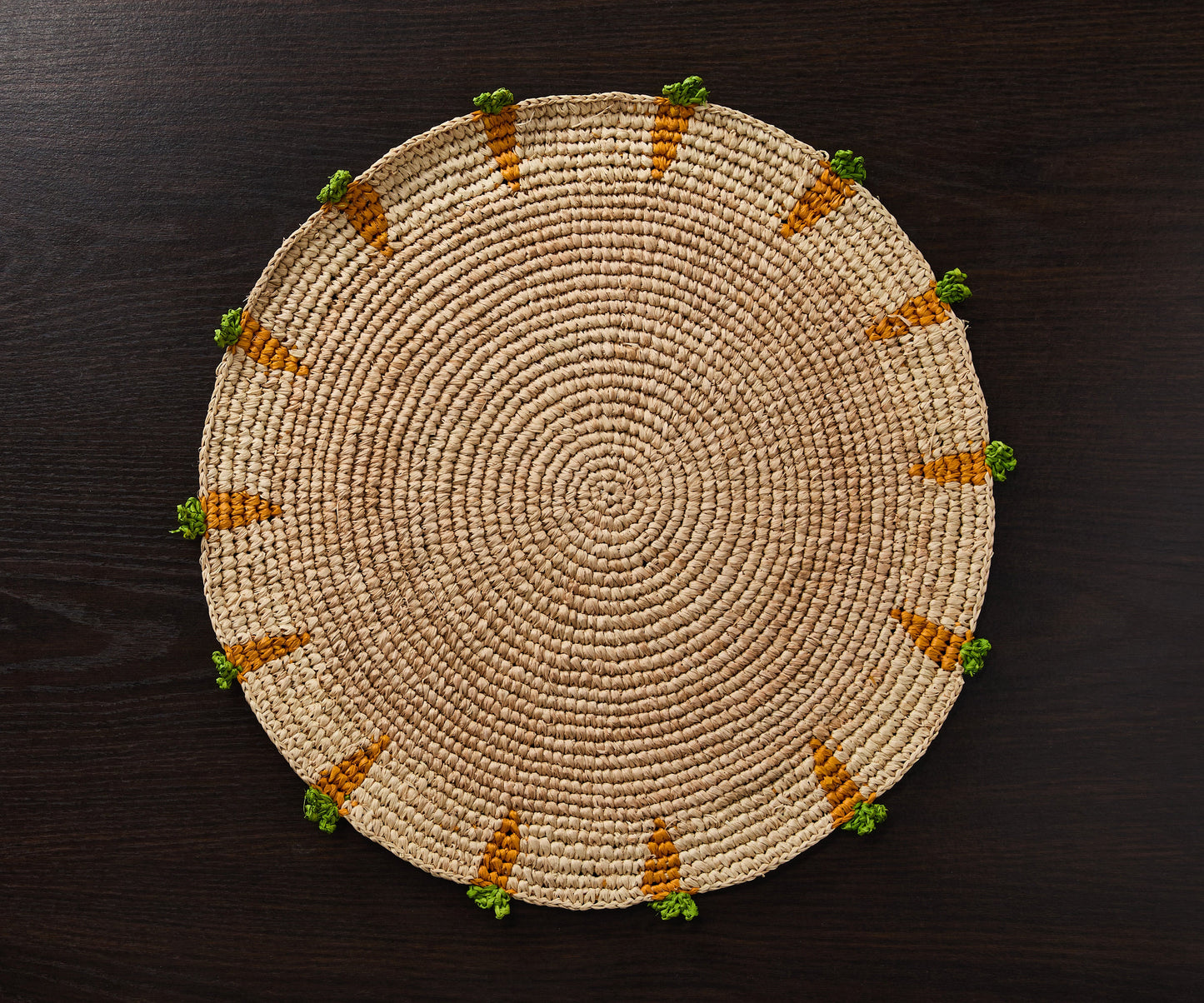 Handwoven Carrot Round Raffia Placemat – Artisan Table Décor - Tampa Home & Garden Store