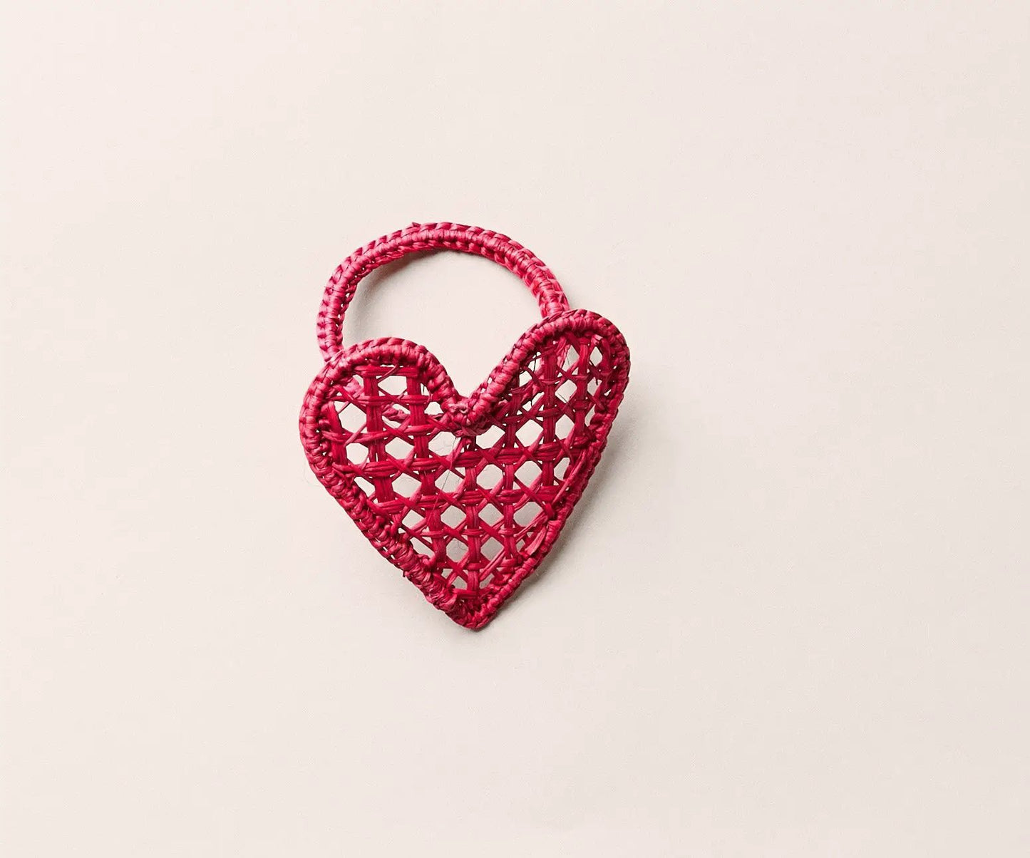 Pink handwoven heart napkin ring palm holder by Payton James on Tampa Home & Garden Store