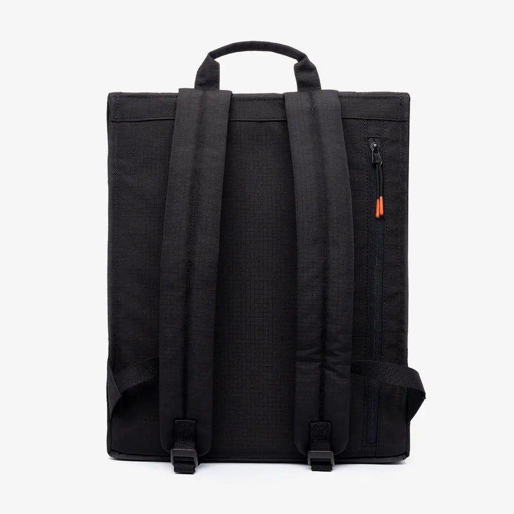 Handy XL Backpack black with padded laptop compartment, top handle, orange zipper pull on Tampa Home & Garden Store