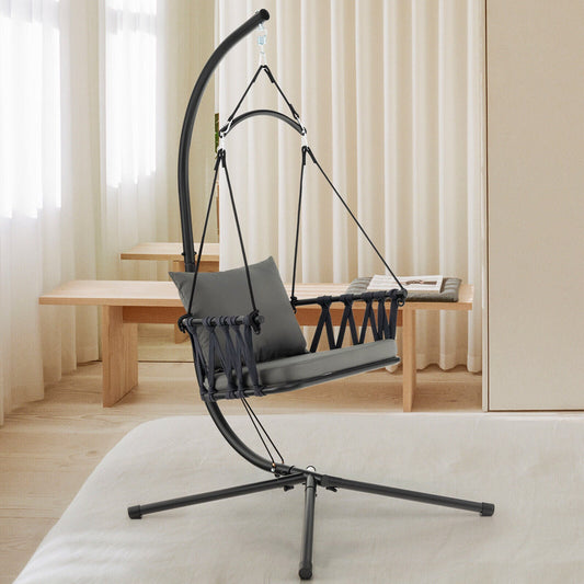 Hanging Swing Chair with Stand-Gray - Tampa Home & Garden Store