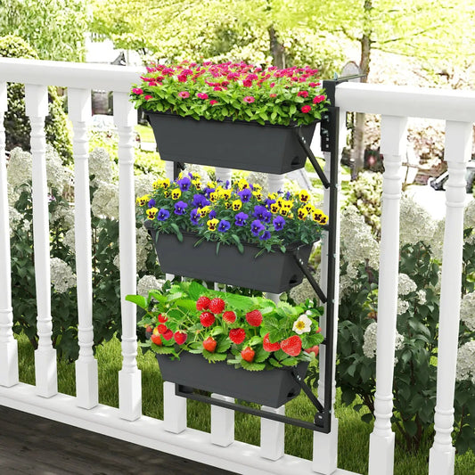 Hanging Vertical Planter two-tier dark gray with detachable hooks on Tampa Home & Garden Store