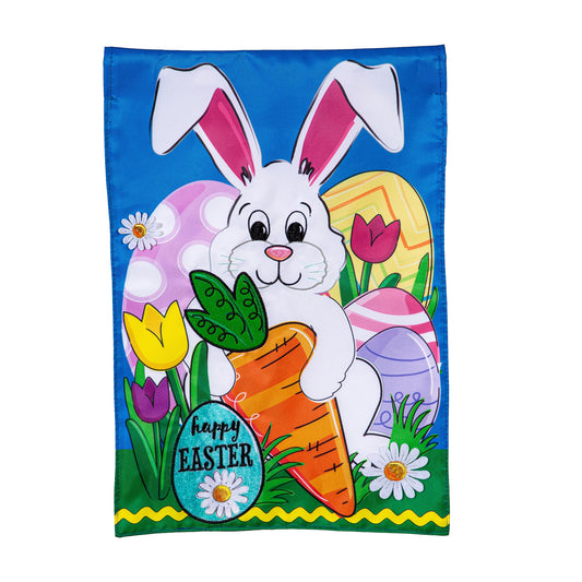 Happy Easter Bunny and Carrot Applique Garden Flag - Tampa Home & Garden Store