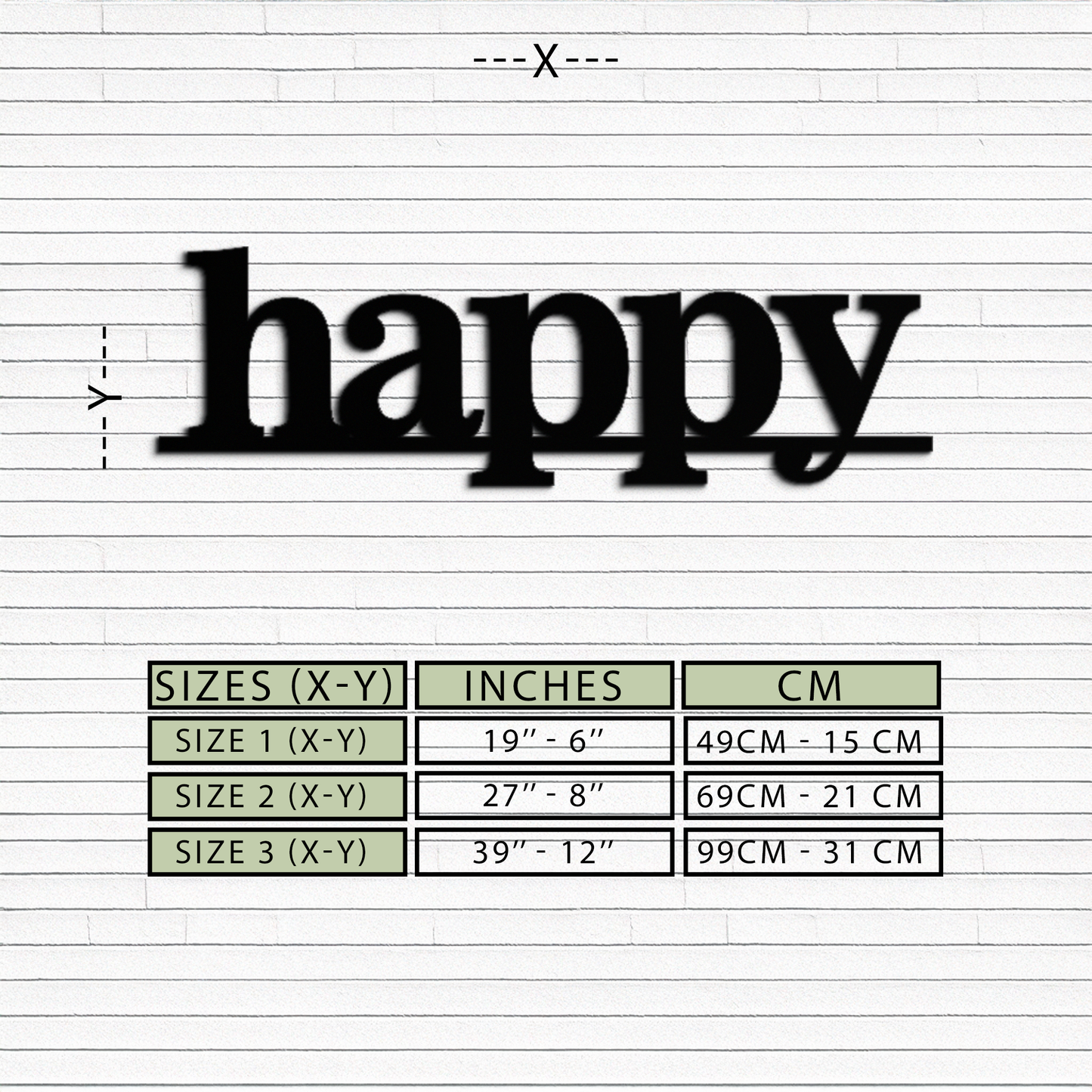 Happy Metal Wall Art - Modern Minimalist Word Sign Decor - KAF127 - Tampa Home & Garden Store