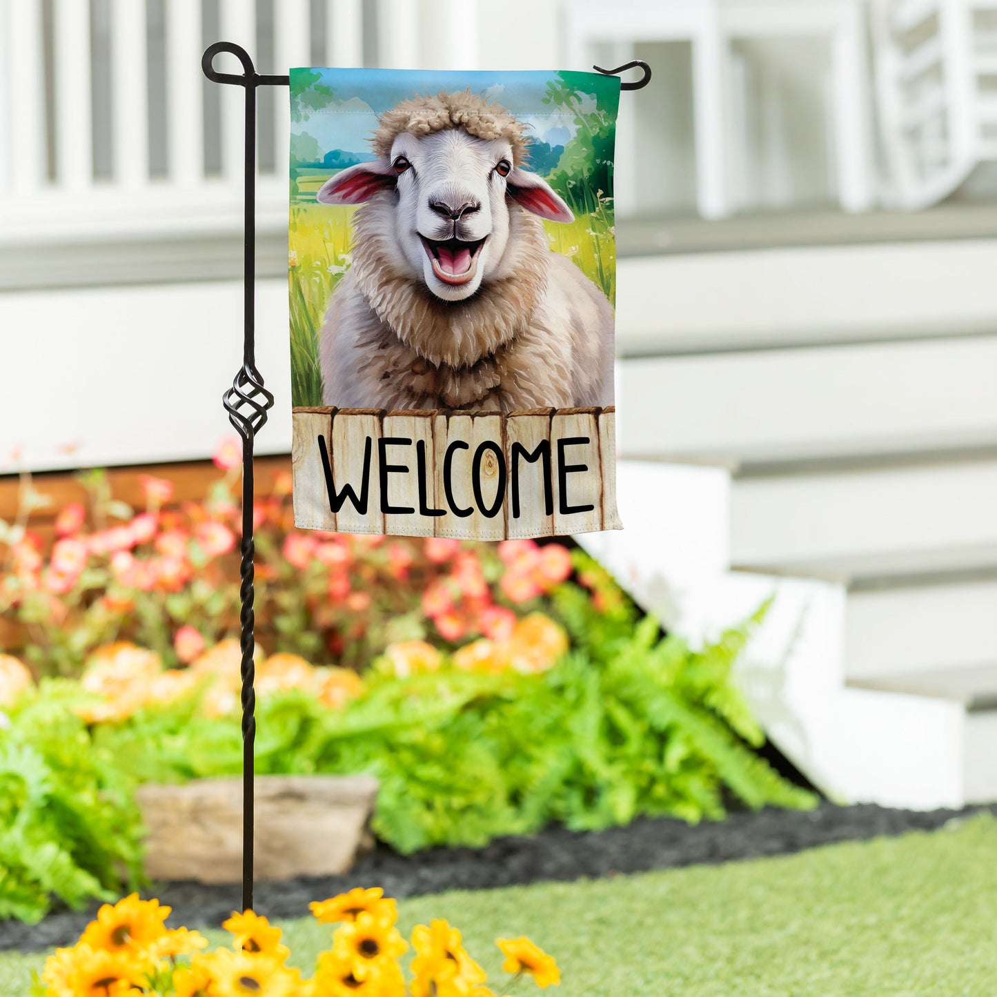 Happy Sheep Suede Garden Flag - Tampa Home & Garden Store