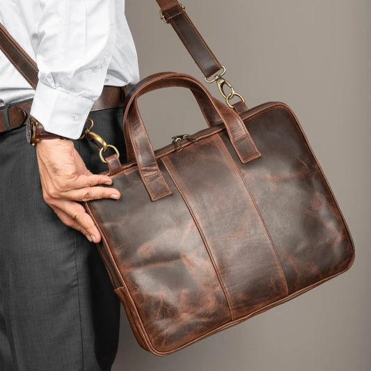 Harbor Laptop Briefcase, Brown - Tampa Home & Garden Store