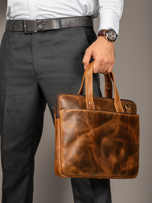 Harbor Laptop Briefcase, Tan - Tampa Home & Garden Store