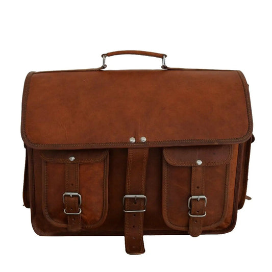 Hartmann Messenger Backpack for Laptop and Tablet, brown leather with front pockets on Tampa Home & Garden Store