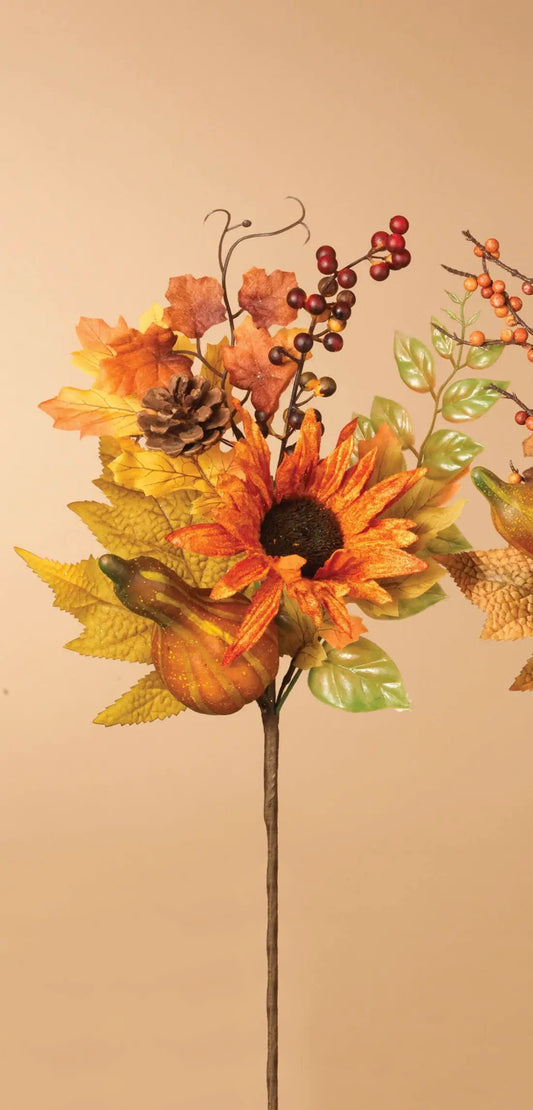 Harvest Picks 14in sunflowers and gourds artificial stem bouquet with pinecone berries on Tampa Home & Garden Store