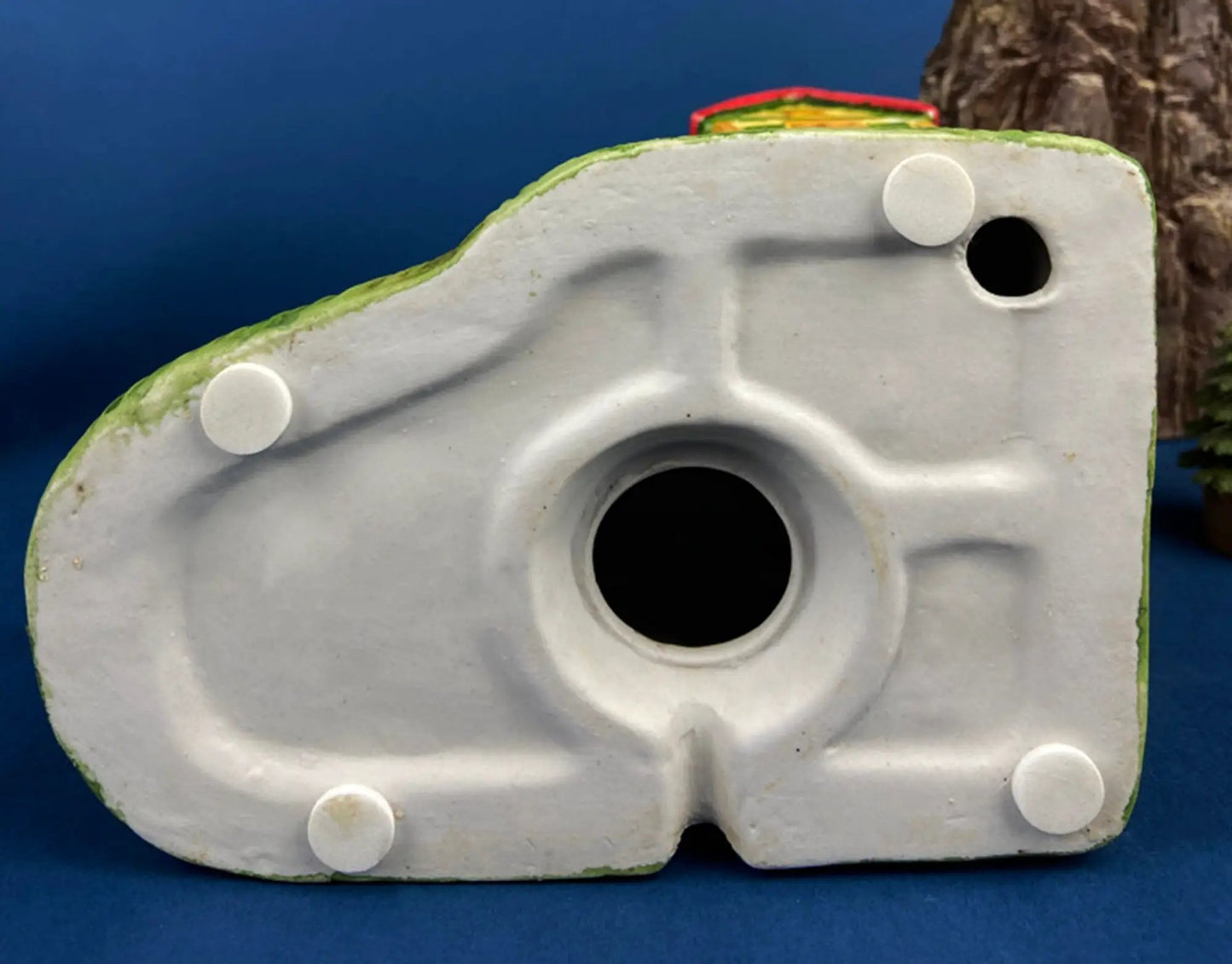 Haunted Porcelain Pumpkin House white porcelain with green trimmed edge and light holes on Tampa Home & Garden Store