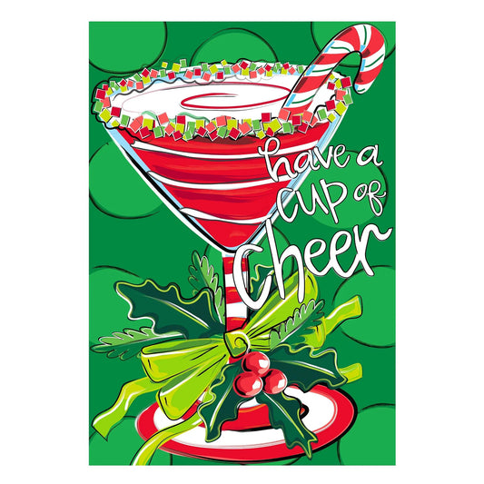 Have a Cup of Cheer Applique Garden Flag candy cane motif Evergreen Enterprises on Tampa Home & Garden Store