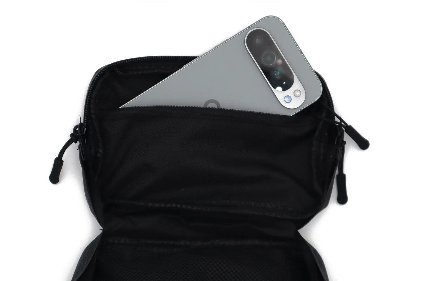 Havoc Universal Bar Sack for Handlebar Storage black fabric with a silver smartphone on Tampa Home & Garden Store