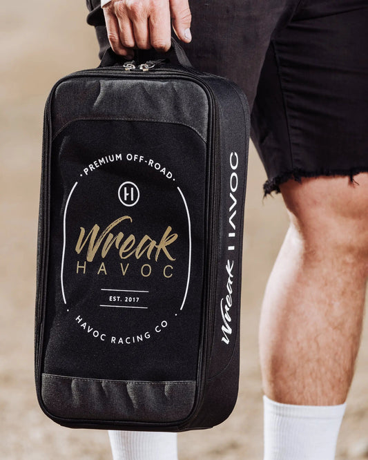 Havoc goggle case with padded interior, black fabric, carrying handle on Tampa Home & Garden Store