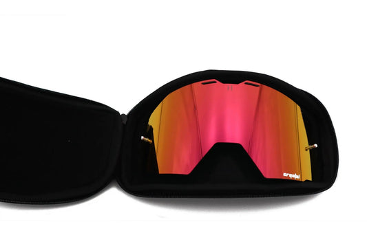 Havoc Lens Case for Any Goggle Lenses black hard case with orange-pink mirrored lens inside on Tampa Home & Garden Store