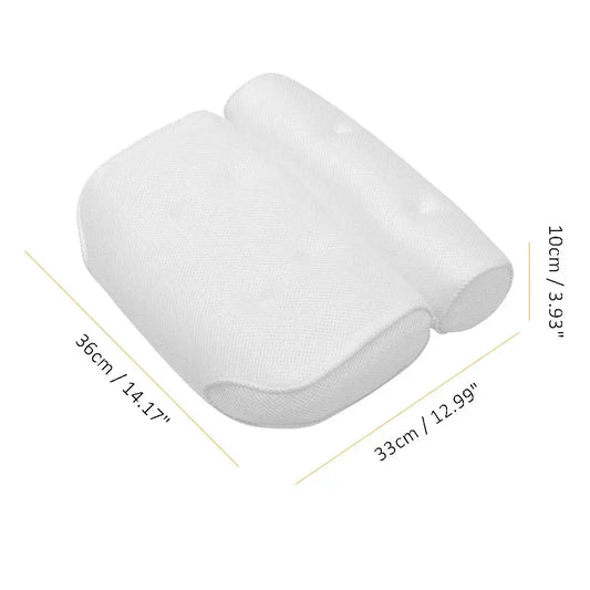 3D mesh bath pillow with backrest and suction cups in white, 36x33x10 cm on Tampa Home & Garden Store