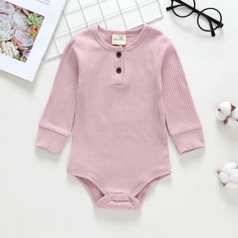 Stevvex pink ribbed baby girl bodysuit romper with long sleeves and snap bottom on Tampa Home & Garden Store