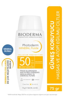 Bioderma Photoderm Mineral Sunscreen Cream SPF50+ bottle with orange panel 75 g on Tampa Home & Garden Store