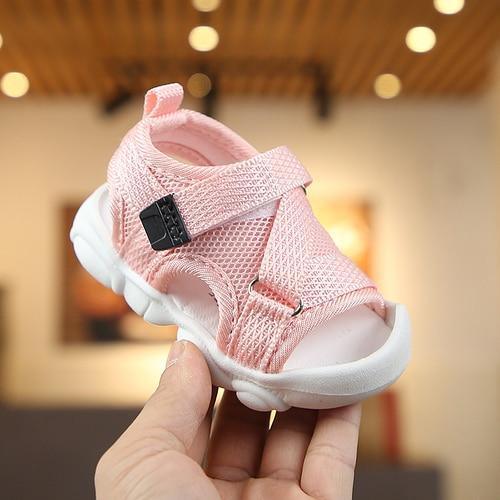 Baby Unisex Sandals pink mesh canvas toddler sandal Stevvex with Velcro strap on Tampa Home & Garden Store