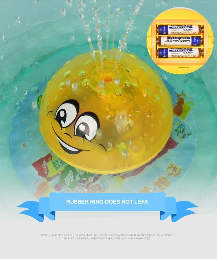 Stevvex yellow bath toy round smiley face sprays water from top in a pool ring on Tampa Home & Garden Store