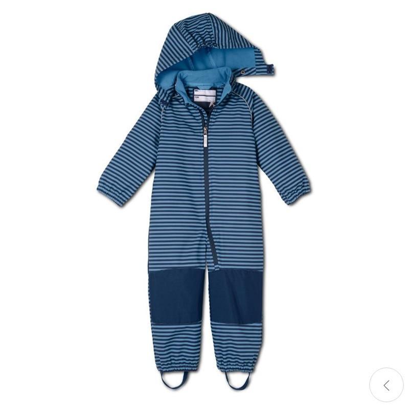 Stevvex kids' waterproof fleece-lined ski suit, blue striped hooded one-piece jumpsuit on Tampa Home & Garden Store