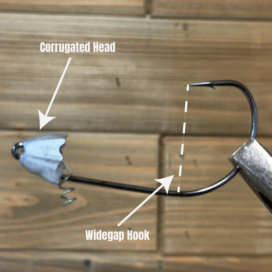 Head Hunter Swimbait Jighead 2 Pack gray corrugated head with widegap hook on Tampa Home & Garden Store
