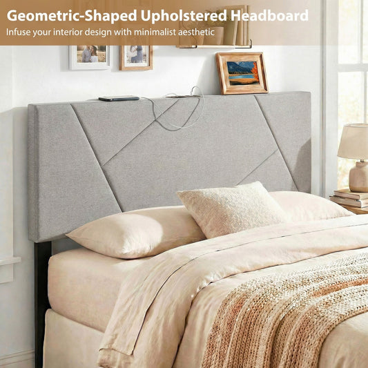 Headboard for Full Size Bed and Queen Geometric Upholstered Head Board - Tampa Home & Garden Store