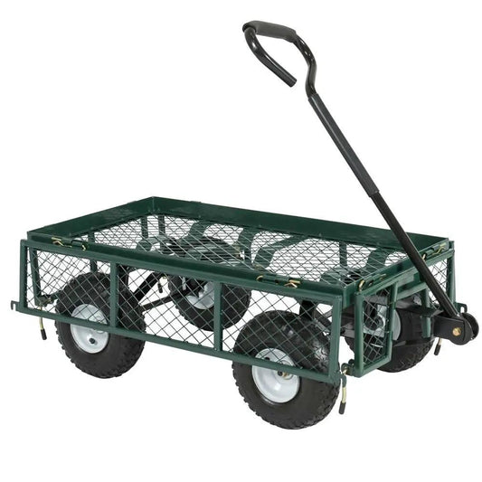 Heavy Duty Green Steel Garden Utility Cart Wagon with Removable Sides - Tampa Home & Garden Store