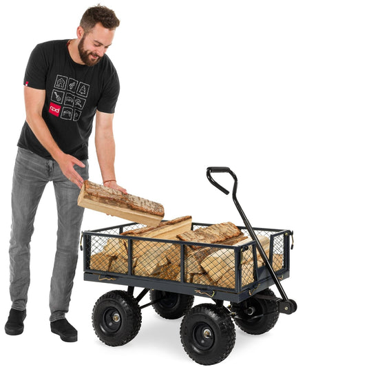 Heavy Duty Grey Steel Garden Utility Cart Wagon with Removable Sides - Tampa Home & Garden Store