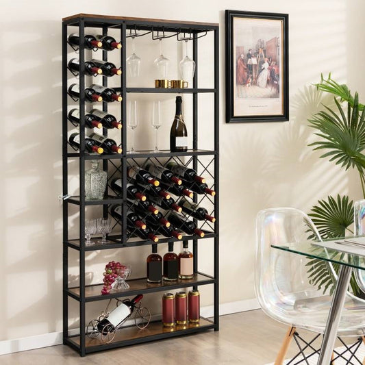 Heavy Duty Industrial Metal Wood 6 Tier Wine Rack Kitchen Storage Shelving Unit - Tampa Home & Garden Store