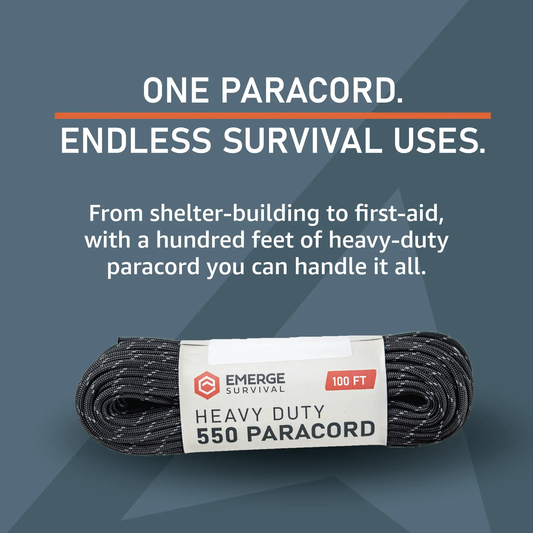 Heavy Duty Paracord 100ft coil, Emerge Survival 550 paracord on Tampa Home & Garden Store