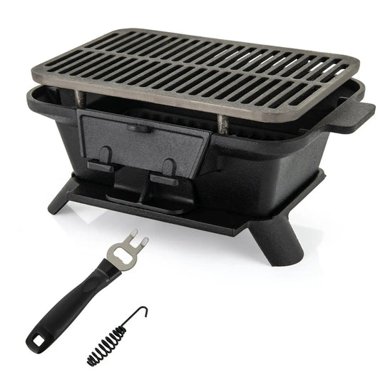 100% Cast Iron Hibachi Grill with Grill Grate Lifter - Tampa Home & Garden Store