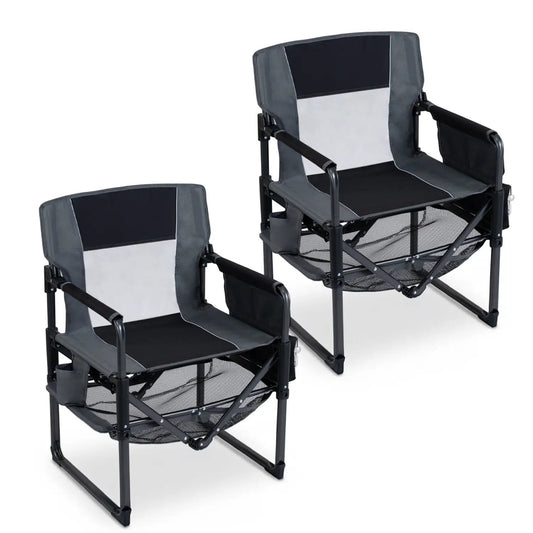 DirectDeals heavy-duty camping chair set of 2 in gray/black with cup holder and bottle opener on Tampa Home & Garden Store