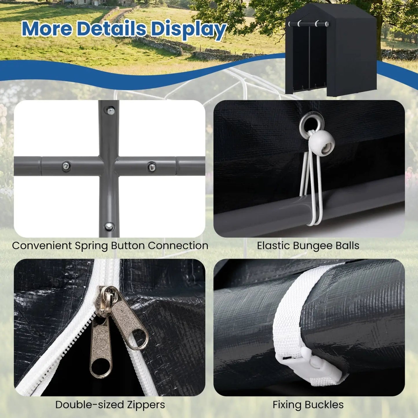 Portable Storage Shed With Roll Up Zipper Door