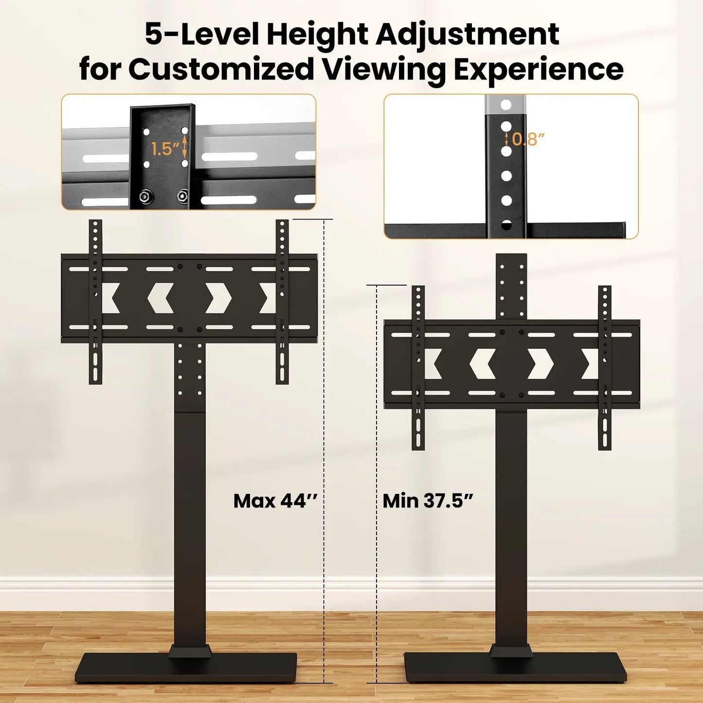 Height Adjustable Floor TV Stand With AV Shelf black metal fits 32–70 inch TVs DirectDeals on Tampa Home & Garden Store