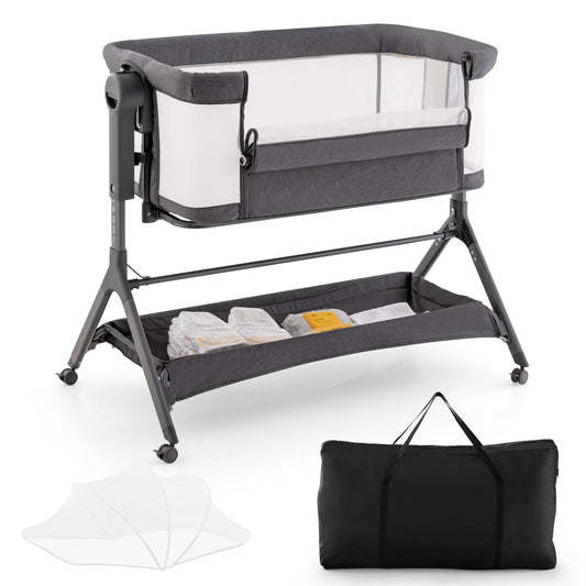 Height Adjustable Bedside Sleeper with Storage Bag and Soft Mattress for Baby - Tampa Home & Garden Store